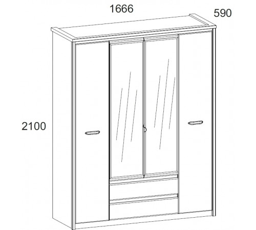 Четырехстворчатый шкаф для одежды с зеркалом Джаз 4DG2S Z