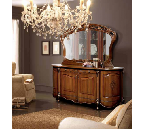 Комод для посуды с зеркалом Аллегро 5 (орех)