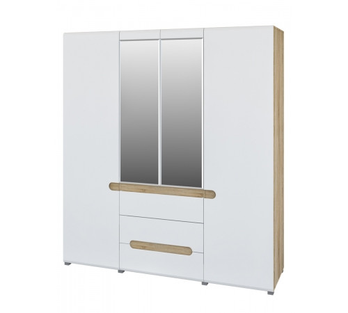 Четырехстворчатый шкаф для одежды и белья с зеркалом в спальню Леонардо МН-026-09